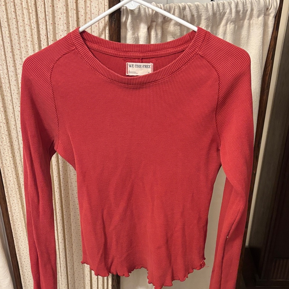 We The Free Vibrant Red Long Sleeve Tee